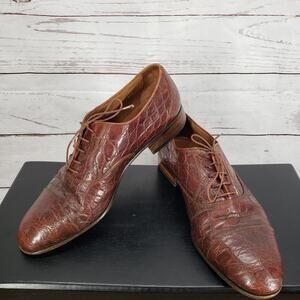 Beltrami Men's Crocodile Made in Italy Oxford Dress Shoes Size 8